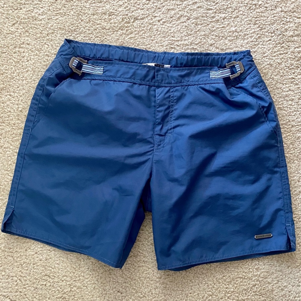 Parke & Ronen blue swim trunks